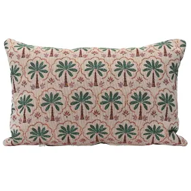 Decoris® Nackenkissen Palmen Altrosa & Grün 30 x 50 cm - Polyester + Baumwolle