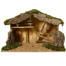 Weihnachtskrippe Handarbeit & FSC-zertifiziertes Holz Höhe 35 cm Breite 28 cm Länge 58 cm - Holzmix