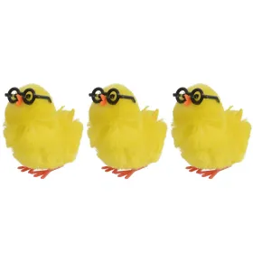 Decoris® Oster Küken Gelb mit schwarze Brille 4 cm im 3er Pack - Chenille