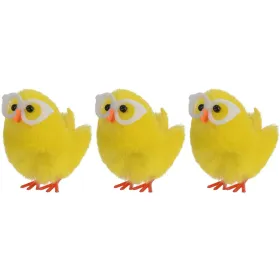 Decoris® Oster Küken Gelb mit weißer Brille 4 cm im 3er Pack - Chenille