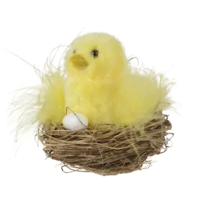 Decoris® Oster Küken im Nest mit Ei Ø 7 cm Höhe 7 cm - Polyester