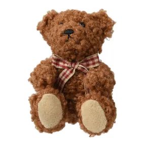 Weihnachtsanhänger Kuschelteddybär Braun rotbeige karierte Schleife 10 cm - Polyester