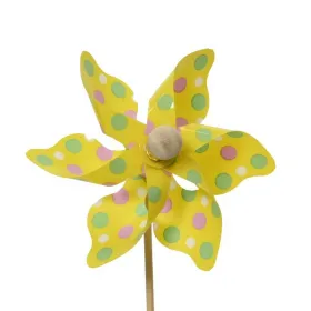 Decoris® Mini-Windrad Gelb mit Punkten vierfarbig Ø 9 cm 28 cm - Kunststoff