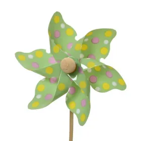 Decoris® Mini-Windrad Grün mit Punkten vierfarbig Ø 9 cm 28 cm - Kunststoff