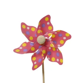 Decoris® Mini-Windrad Pink mit Punkten vierfarbig Ø 9 cm 28 cm - Kunststoff