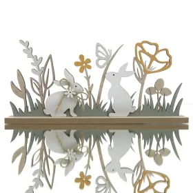 Kaemingk Osterdeko Aufsteller Hase mit Blumen, Pastelltöne, Holz