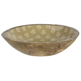 Kaemingk Holz-Schale Petrol mit Pflanzendekor Ø 30 cm Höhe 6,5 cm - Mangoholz