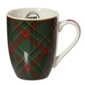 Tasse im Schottenmuster Dunkelgrün - Rot - Weiß Ø 8 cm Höhe 10 cm - Porzellan