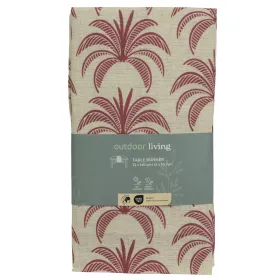 outdoor living Tischläufer Palmen Beige & Rot 32 x 140 cm - Polyester-Baumwolle