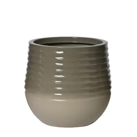 Kaemingk Pflanzgefäß Jamie M bauchig geriffelt Grau & Weiß Ø 39 cm 51 cm - Kunststoff