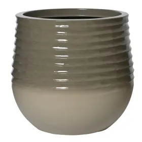 Kaemingk Pflanzgefäß Jamie L bauchig geriffelt Grau & Weiß Ø 53 cm 49 cm - Kunststoff