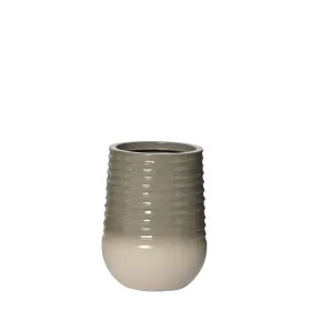 Kaemingk Pflanzgefäß/Vase Jamie S schlank geriffelt Grau & Weiß Ø 28 cm 37 cm - Kunststoff