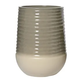 Kaemingk Pflanzgefäß/Vase Jamie L schlank geriffelt Hell- & Dunkelgrau Ø 53 cm 69,5 cm - Kunststoff