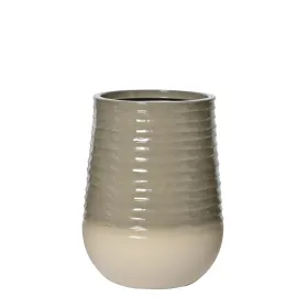 Kaemingk Pflanzgefäß/Vase Jamie M schlank geriffelt Grau & Weiß Ø 39 cm 51 cm - Kunststoff