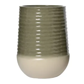 Kaemingk Pflanzgefäß/Vase Jamie L schlank geriffelt Grün & Weiß Ø 53 cm 69,5 cm - Kunststoff