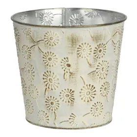 Kaemingk Übertopf Vintage Cremebeige M mit Blumendekor Ø 14 cm 12,6 cm - Metall