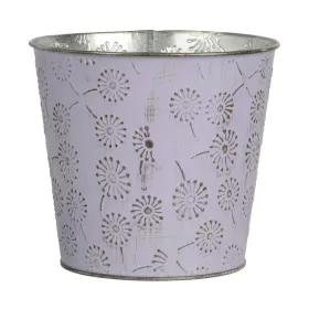 Kaemingk Übertopf Vintage Lilarosa M mit Blumendekor Ø 14 cm 12,6 cm - Metall