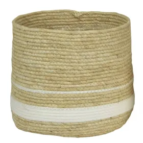 Kaemingk Korb aus Maisblättern L Natur & Weiß Ø 32 cm Höhe 29 cm