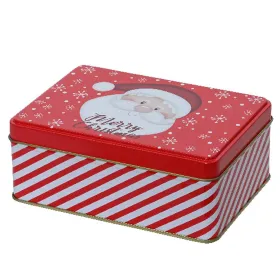 Weihnachtsdose Weihnachtsmann Merry Chrismas Rot & Weiß 14,5 x 10,5 cm - Zinn
