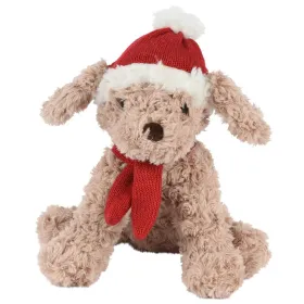 Weihnachtskuschelhund mit Mütze & Schal Höhe 24 cm Breite 12 cm Länge 20 cm - Polyester