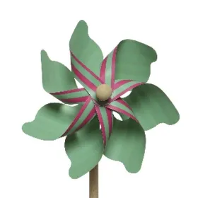 Kaemingk Windrad grün mit pinkfarbenen Streifen Ø 17 cm - Kunststoff Kaemingk Windrad grün mit pinkfarbenen Streifen Ø 17 cm - Kunststoff