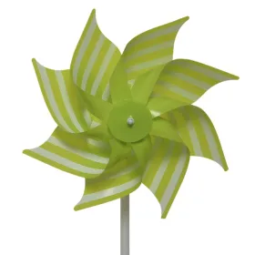 Decoris® Windrad Grün/Weiß gestreift Ø 20 cm 35 cm - Kunststoff