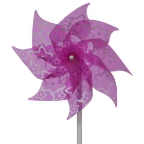 Decoris® Windrad Pink mit weißem Blütenmuster Ø 20 cm 35 cm - Kunststoff