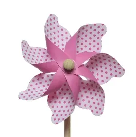 Kaemingk Windrad Weiß mit pinkfarbenen Punkten Ø 17 cm - Kunststoff Kaemingk Windrad Weiß mit pinkfarbenen Punkten Ø 17 cm - Kunststoff
