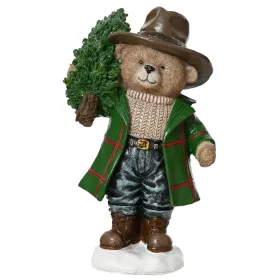 Weihnachtsfigur Teddybär mit Tannenbaum 14,5 cm - Polyresin