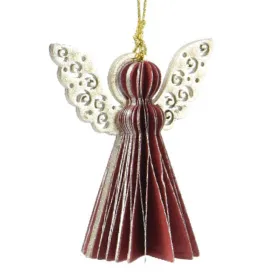 Kaemingk Weihnachtsengel Rot mit Glitterflügeln Ø 6 cm - Papier