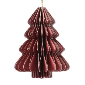 Kaemingk Weihnachtsanhänger Tannenbaum Rot Glitter & Aufhänger 6 cm - Papier