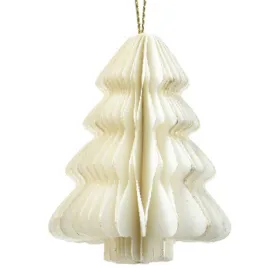 Kaemingk Weihnachtsanhänger Tannenbaum Weiß Glitter & Aufhänger 6 cm - Papier