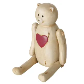 Kantenhocker Teddybär Björk beige mit rotem Herz Länge 7,5 cm Breite 8 cm Höhe 10 cm - Kunstharz