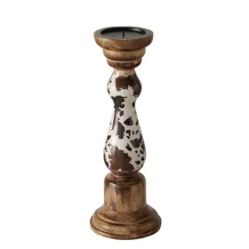 Boltze Kerzenleuchter Montana Braun-Creme Höhe 35 cm - Mangoholz