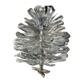 Kiefernzapfen mit Clip, metallic 6/Poly 10 cm, silber