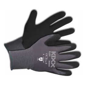KIXX Flex Handschuhe Nylon/Latex Grau/Schwarz Größe 6