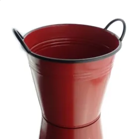 Kübel mit Griffen rot-schwarz Ø 25 cm aus Metall Kübel mit Griffen rot-schwarz Ø 25 cm aus Metall