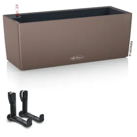 LECHUZA® Blumenkasten BALCONERA Color 50 Muskat All-in-One + 2 Halter