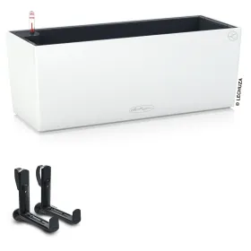 LECHUZA® Blumenkasten BALCONERA Color 50 Weiß All-in-One + 2 Halter