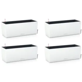 LECHUZA® Blumenkasten BALCONERA Color 50 Weiß All-in-One x 4