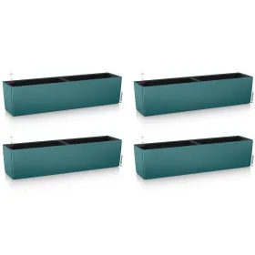 LECHUZA® Blumenkasten BALCONERA Color 80 Petrolblau All-in-One x 4