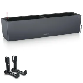 LECHUZA® Blumenkasten BALCONERA Color 80 Schiefergrau All-in-One + 2 Halter