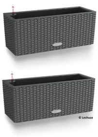 LECHUZA® Blumenkasten BALCONERA Cottage 50 Granit All-in-One x 2
