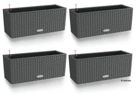 LECHUZA® Blumenkasten BALCONERA Cottage 50 Granit All-in-One x 4