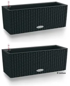 LECHUZA® Blumenkasten BALCONERA Cottage 50 Graphitschwarz All-in-One x 2