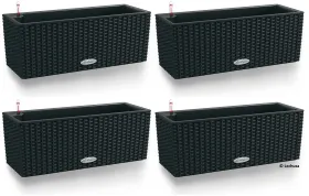LECHUZA® Blumenkasten BALCONERA Cottage 50 Graphitschwarz All-in-One x 4