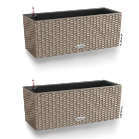 LECHUZA® Blumenkasten BALCONERA Cottage 50 Sandbraun All-in-One x 2