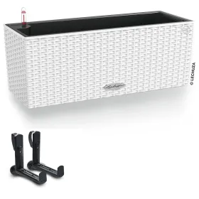 LECHUZA® Blumenkasten BALCONERA Cottage 50 Weiß All-in-One + 2 Halter