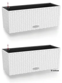 LECHUZA® Blumenkasten BALCONERA Cottage 50 Weiß All-in-One x 2