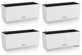 LECHUZA® Blumenkasten BALCONERA Cottage 50 Weiß All-in-One x 4